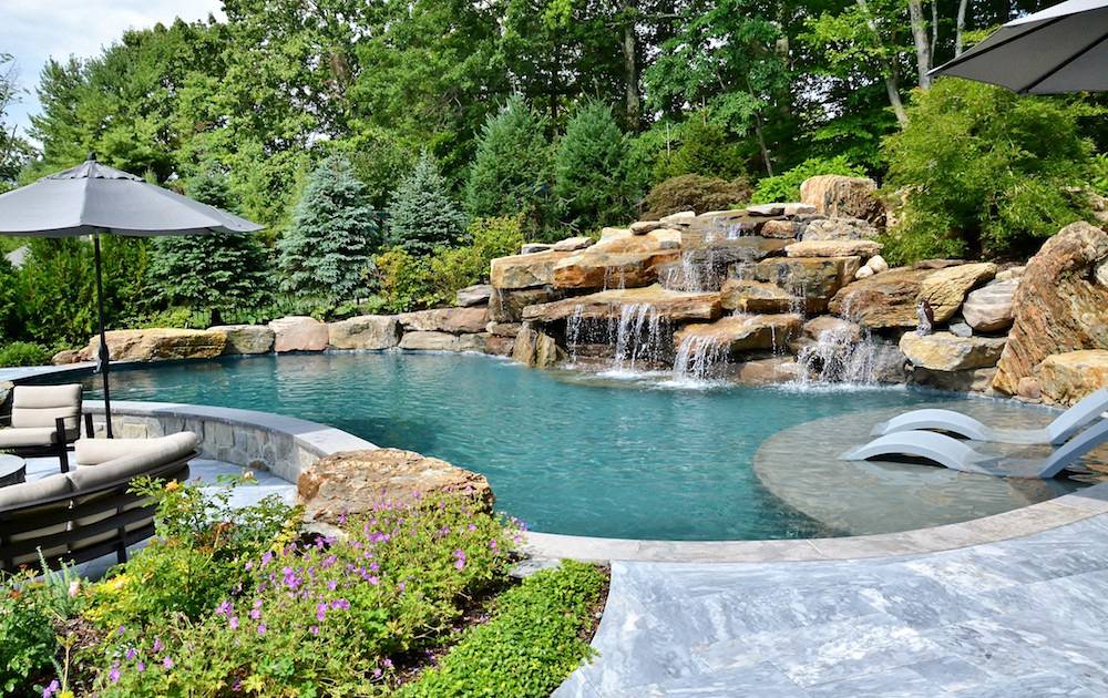 pool with rock waterfall