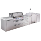 Mont Alpi 6-Burner Original Series Outdoor Kitchen Island with Kegerator plus Extra 3-Drawer Cabinet
