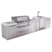 Mont Alpi 6-Burner Original Series Outdoor Kitchen Island with Kegerator plus Extra Storage Cabinet