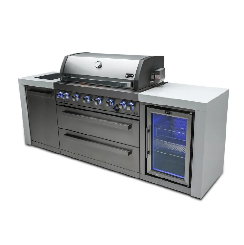Mont Alpi 6-Burner Deluxe Island with a Fridge Cabinet