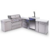 Mont Alpi 6-Burner L-Shaped Original Series Outdoor Kitchen Island with Kegerator plus Extra 3-Drawer Cabinet