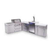 Mont Alpi 4-Burner L-Shaped Original Series Outdoor Kitchen Island with Kegerator plus Extra 3-Drawer Cabinet