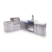 Mont Alpi 4-Burner L-Shaped Original Series Outdoor Kitchen Island with Kegerator plus Extra Storage Cabinet