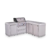 Mont Alpi 4-Burner L-Shaped Outdoor Kitchen Island with 90-Degree Corner and Extra Storage Cabinet
