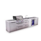 Mont Alpi 4-Burner Outdoor Kitchen Island with Beverage Center and Extra Drawer Slides Cabinet