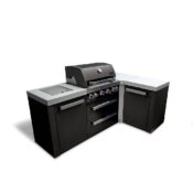 Mont Alpi 4-Burner Black Stainless Steel Island with 90-Degree Corner