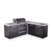 Mont Alpi 4-Burner L-Shaped Black Series Outdoor Kitchen Island with 90-Degree Corner and XL Extra Storage Cabinet