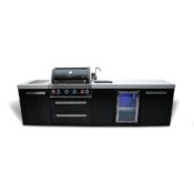 Mont Alpi 4-Burner Black Stainless Steel Island with Beverage Center