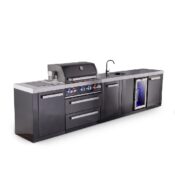 Mont Alpi 4-Burner Black Series Outdoor Kitchen Island with Beverage Center and XL Extra Storage Cabinet