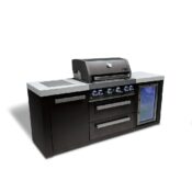 Mont Alpi 4-Burner Black Stainless Steel Island with Fridge Cabinet