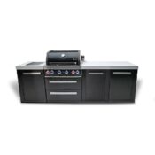 Mont Alpi 4-Burner Black Series Outdoor Kitchen Island with XL Extra Storage Cabinet
