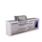Mont Alpi 4-Burner Deluxe Series Outdoor Kitchen Island With Fridge And Extra Drawer Slides Cabinet