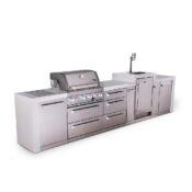 Mont Alpi 4-Burner Deluxe Series Outdoor Kitchen Island with Kegerator plus Extra Drawer Slides Cabinet