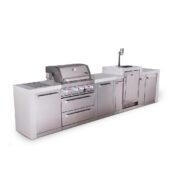 Mont Alpi 4-Burner Deluxe Series Outdoor Kitchen Island with Kegerator plus Extra Storage Cabinet