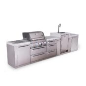 Mont Alpi 4-Burner Original Series Outdoor Kitchen Island with Kegerator plus Extra 3-Drawer Cabinet