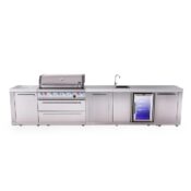 Mont Alpi 6-Burner Outdoor Kitchen Island with Beverage Center and Extra Storage Cabinet