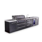Mont Alpi 6-Burner Black Series Outdoor Kitchen Island with Beverage Center & Extra Drawer Slides Cabinet