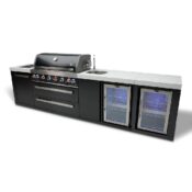 Mont Alpi 805 Black Stainless Steel Island with a Beverage Center and Fridge Cabinet