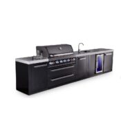 Mont Alpi 6-Burner Black Series Outdoor Kitchen Island with Beverage Center & XL Storage Cabinet
