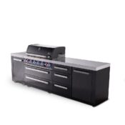 Mont Alpi 6-Burner Black Series Outdoor Kitchen Island with Extra Drawer Slides Cabinet