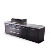 Mont Alpi 6-Burner Black Series Outdoor Kitchen Island with XL Extra Storage Cabinet
