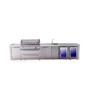 Mont Alpi 6-Burner Deluxe Series Outdoor Kitchen Island with Beverage Center, Deluxe Fridge Module and XL Extra Storage Cabinet