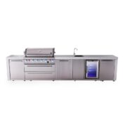 Mont Alpi 6-Burner Deluxe Series Outdoor Kitchen Island with Beverage Center and XL Extra Storage Cabinet