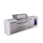 Mont Alpi 6-Burner Deluxe Series Outdoor Kitchen Island with Deluxe Fridge Module and XL Extra Storage Cabinet