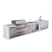 Mont Alpi 6-Burner Deluxe Series Outdoor Kitchen Island with Beverage Center and Kegerator plus Extra Drawer Slides Cabinet
