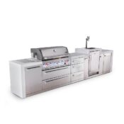 Mont Alpi 6-Burner Deluxe Series Outdoor Kitchen Island with Kegerator plus Extra Drawer Slides Cabinet