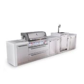 Mont Alpi 6-Burner Deluxe Series Outdoor Kitchen Island with Kegerator plus Extra Storage Cabinet