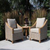 Outdoor Interiors Vineyard Teak Wicker Arm Chair Outdoor Patio Furniture Collection
