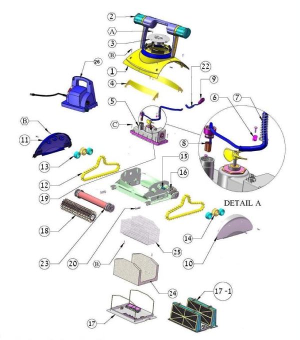 Parts Diagram - Maytronics Dolphin Deluxe 4 Robotic Pool Cleaner