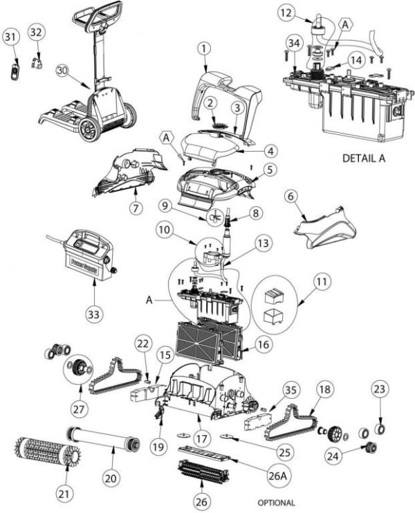 Parts Diagram - Maytronics Dolphin C3 Robotic Pool Cleaner