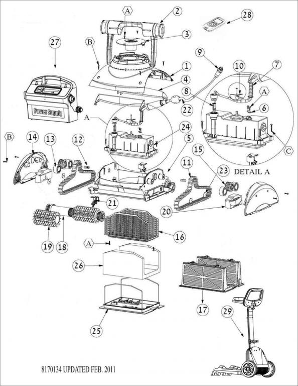Parts Diagram - Maytronics Dolphin Deluxe 5 Robotic Pool Cleaner